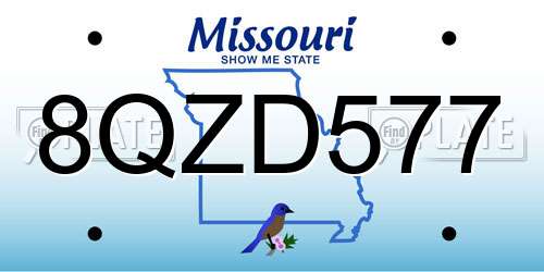 8QZD577 Missouri License Plate