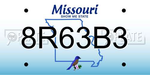 8R63B3 Missouri License Plate