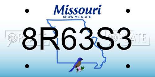 8R63S3 Missouri License Plate