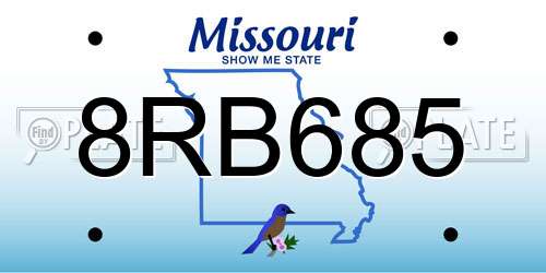 8RB685 Missouri License Plate