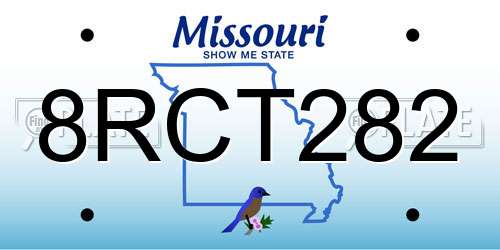 8RCT282 Missouri License Plate