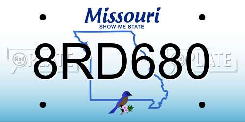 8RD680 Missouri License Plate