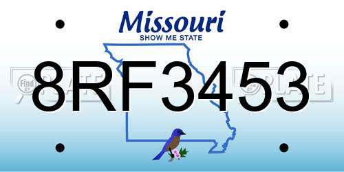8RF3453 Missouri License Plate