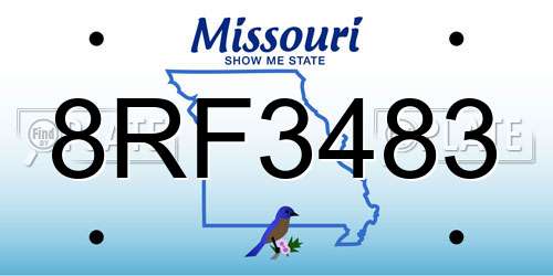 8RF3483 Missouri License Plate