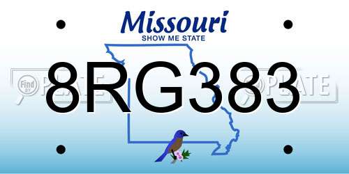 8RG383 Missouri License Plate