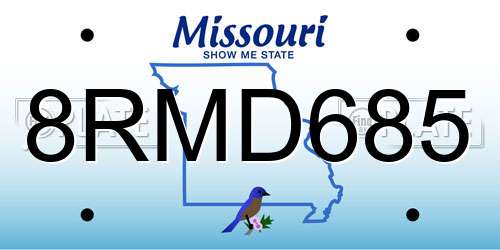 8RMD685 Missouri License Plate
