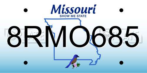 8RMO685 Missouri License Plate