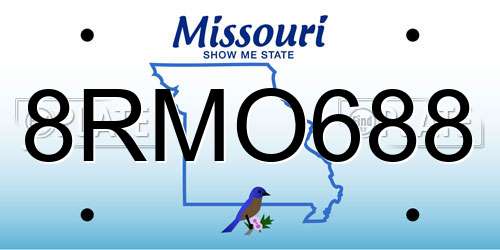 8RMO688 Missouri License Plate