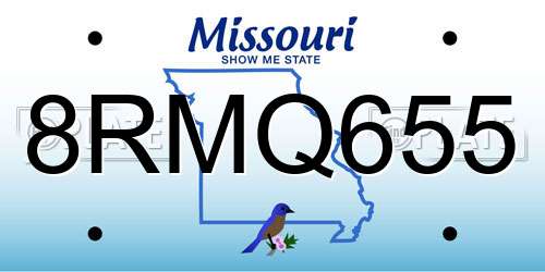 8RMQ655 Missouri License Plate