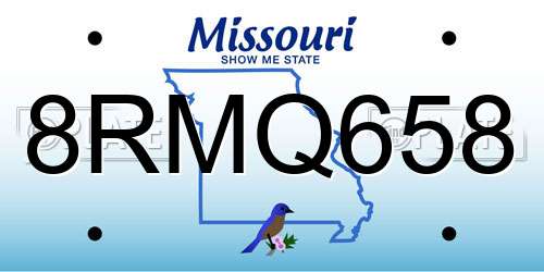 8RMQ658 Missouri License Plate