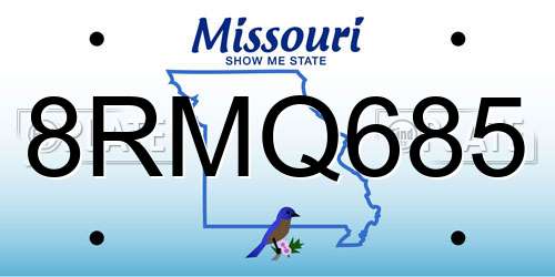 8RMQ685 Missouri License Plate
