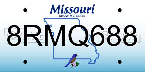 8RMQ688 Missouri License Plate
