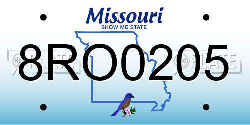 8RO0205 Missouri License Plate