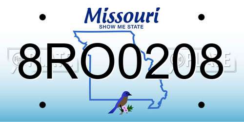 8RO0208 Missouri License Plate