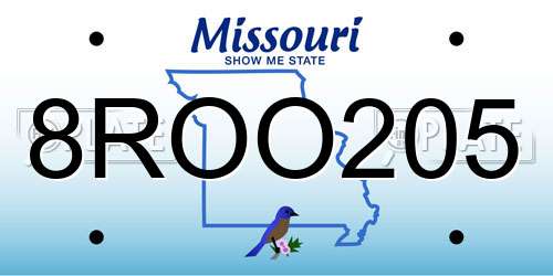 8ROO205 Missouri License Plate
