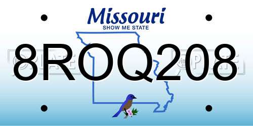 8ROQ208 Missouri License Plate