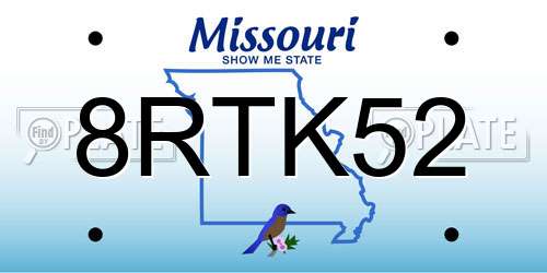 8RTK52 Missouri License Plate