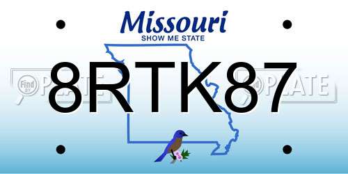 8RTK87 Missouri License Plate