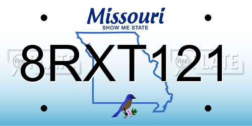 8RXT121 Missouri License Plate