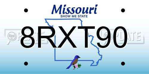 8RXT90 Missouri License Plate