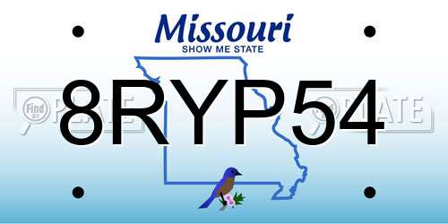 8RYP54 Missouri License Plate