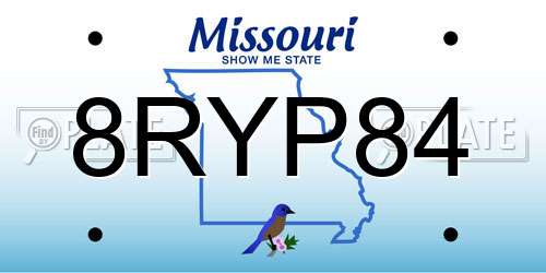 8RYP84 Missouri License Plate