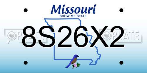 8S26X2 Missouri License Plate