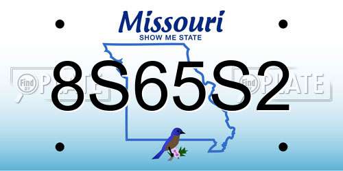 8S65S2 Missouri License Plate