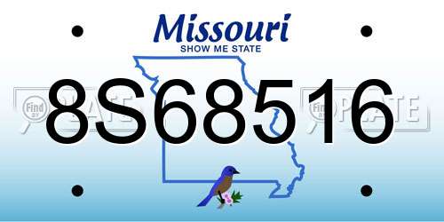8S68516 Missouri License Plate