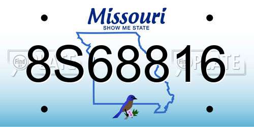 8S68816 Missouri License Plate