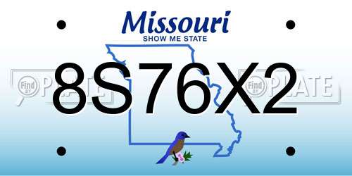 8S76X2 Missouri License Plate