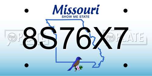 8S76X7 Missouri License Plate