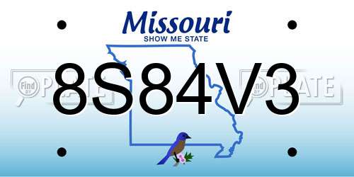 8S84V3 Missouri License Plate