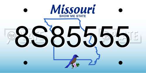 8S85555 Missouri License Plate