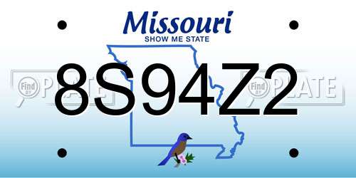 8S94Z2 Missouri License Plate