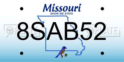 8SAB52 Missouri License Plate