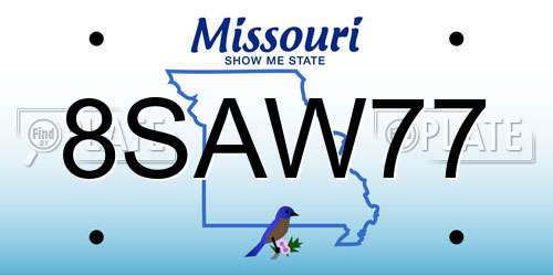 8SAW77 Missouri License Plate
