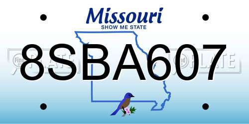 8SBA607 Missouri License Plate