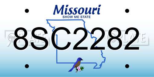 8SC2282 Missouri License Plate