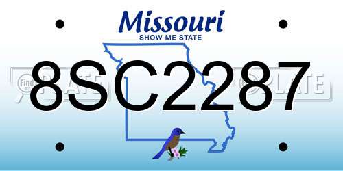 8SC2287 Missouri License Plate