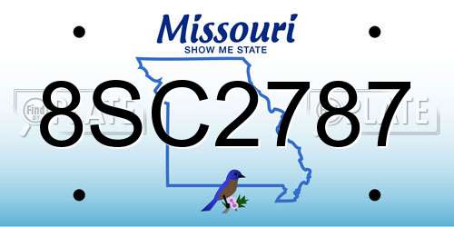 8SC2787 Missouri License Plate