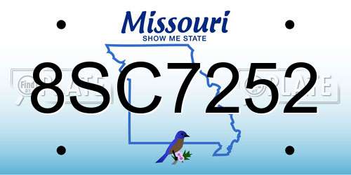 8SC7252 Missouri License Plate