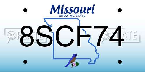 8SCF74 Missouri License Plate