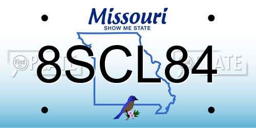 8SCL84 Missouri License Plate