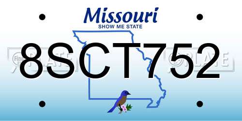 8SCT752 Missouri License Plate