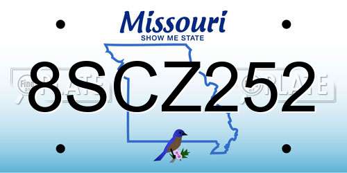 8SCZ252 Missouri License Plate