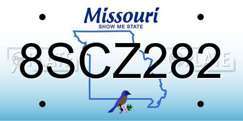 8SCZ282 Missouri License Plate
