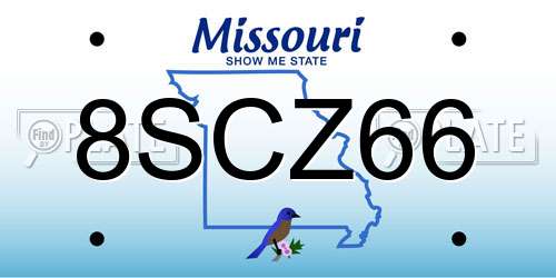 8SCZ66 Missouri License Plate