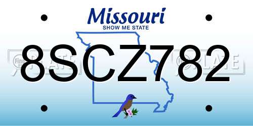 8SCZ782 Missouri License Plate