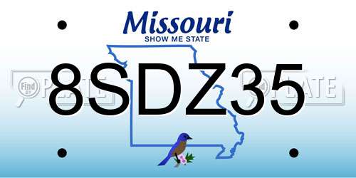 8SDZ35 Missouri License Plate